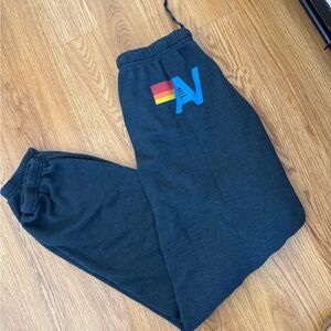 Aviator Nation black  Sweatpants with Rainbow Logo